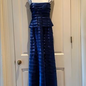 Royal blue strapless evening dress